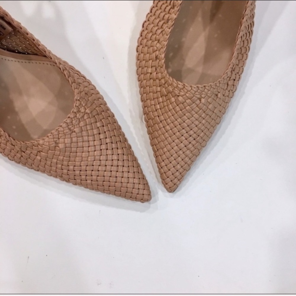 Zara RARE nude slingback pointy toe woven heels - Picture 4 of 5